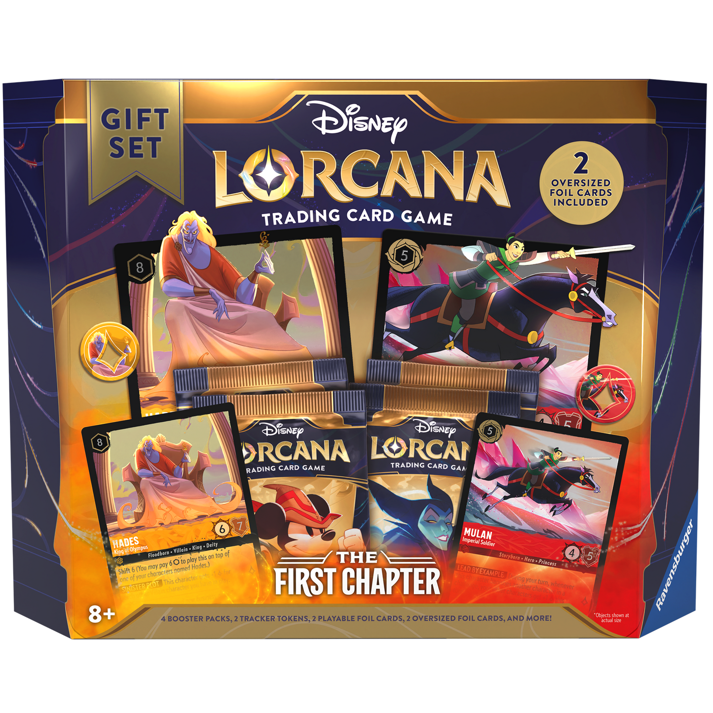 Disney Lorcana The First Chapter Gift Set with oversized foil cards, Mulan and Hades