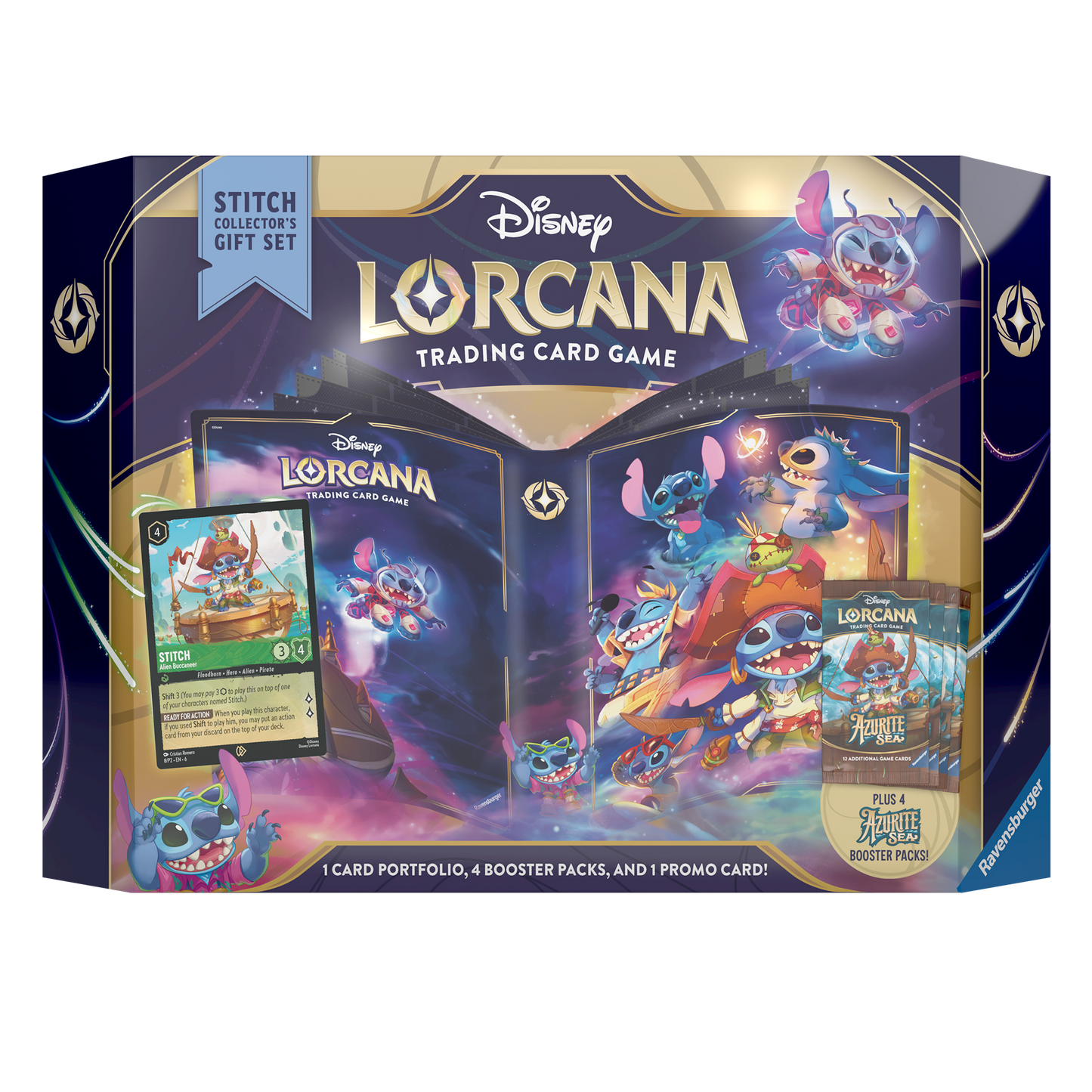 Disney Lorcana Azurite Sea Stitch Collector's Gift Set. There are a lot of Stitches lol.