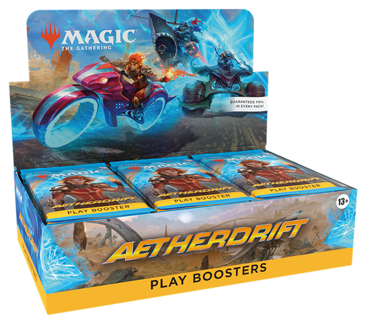 A Play Booster Box of Aetherdrift, the other photos show the same box indifferent angles