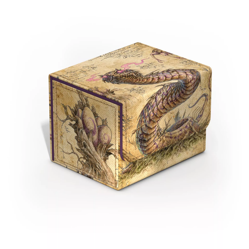 Deck box featuring art of the menacing Rottenmouth Viper Calamity Beast in Magic: The Gathering Bloomburrow. The spiky viper stares with intensely glowing eyes that exude pink fumes in the image.