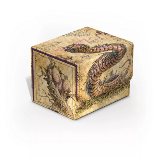 Deck box featuring art of the menacing Rottenmouth Viper Calamity Beast in Magic: The Gathering Bloomburrow. The spiky viper stares with intensely glowing eyes that exude pink fumes in the image.